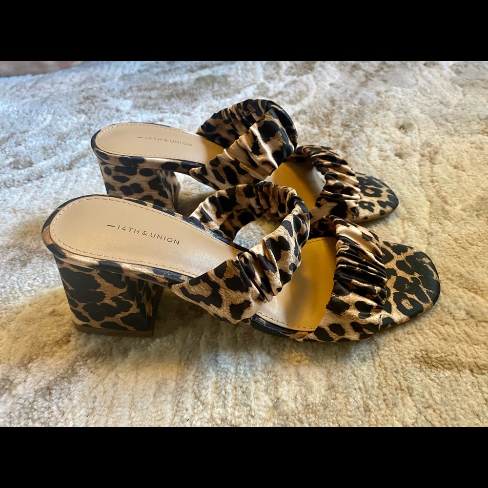14th & Union Leopard Print Block Heels - image 2